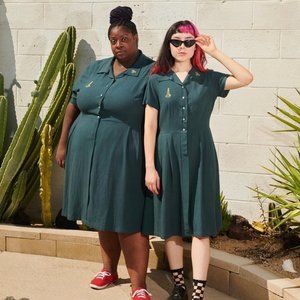Tuesday of California Moth to A Flame Green Diner Dress 1X